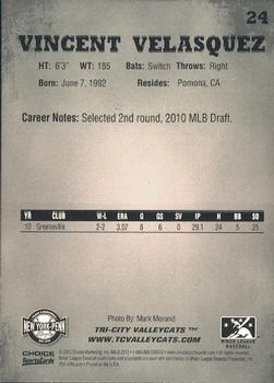 2012 Choice New York-Penn League Top Prospects #24 Vincent Velasquez Back
