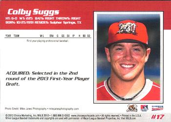 2013 Choice Batavia Muckdogs #17 Colby Suggs Back
