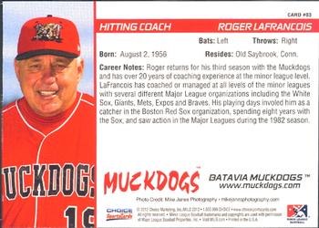 2012 Choice Batavia Muckdogs #3 Roger LaFrancois Back