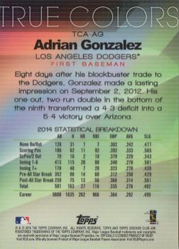 2015 Stadium Club - True Colors Refractor Gold #TCA-AG Adrian Gonzalez Back