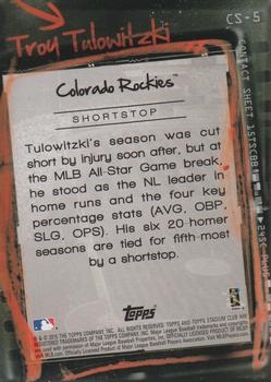 2015 Stadium Club - Contact Sheet #CS-5 Troy Tulowitzki Back