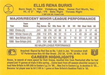 1987 Donruss The Rookies #5 Ellis Burks Back