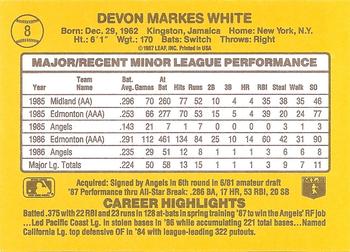1987 Donruss The Rookies #8 Devon White Back