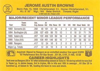 1987 Donruss The Rookies #29 Jerry Browne Back