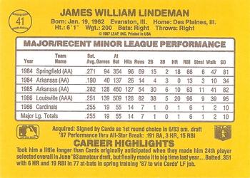 1987 Donruss The Rookies #41 Jim Lindeman Back