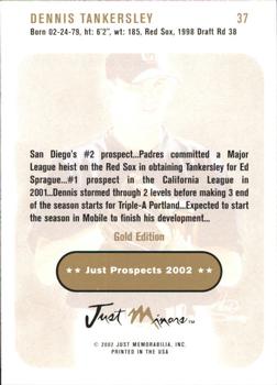2002 Just Prospects - Gold #37 Dennis Tankersley Back