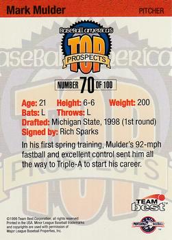 1999 Team Best Baseball America - Diamond Best Silver #70 Mark Mulder  Back