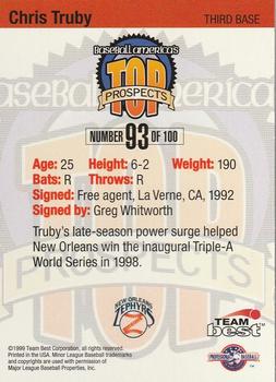 1999 Team Best Baseball America - Diamond Best Gold #93 Chris Truby  Back