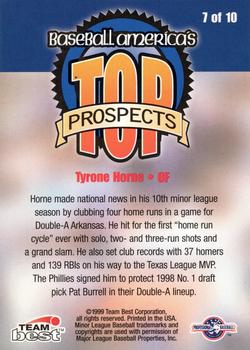1999 Team Best Baseball America - League MVPs #7 Tyrone Horne  Back