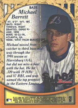 1999 Bowman - Certified Autographs #BA35 Michael Barrett Back