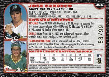 1999 Bowman - Gold #266 Jose Canseco  Back
