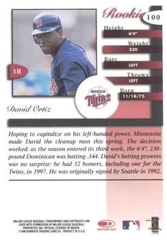 1998 Donruss Signature #100 David Ortiz Back