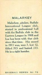1912 Imperial Tobacco C46 #73 William Malarkey Back
