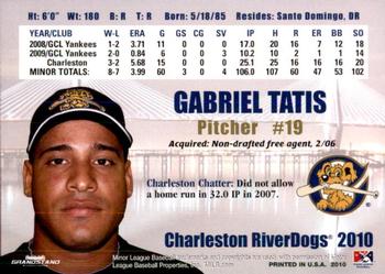 2010 Grandstand Charleston RiverDogs #NNO Gabriel Tatis Back