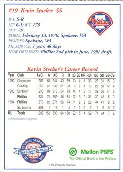 1995 Mellon Bank Philadelphia Phillies #NNO Kevin Stocker Back