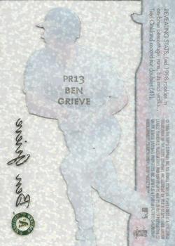 1999 Finest - Peel and Reveal Sparkle #PR13 Ben Grieve  Back