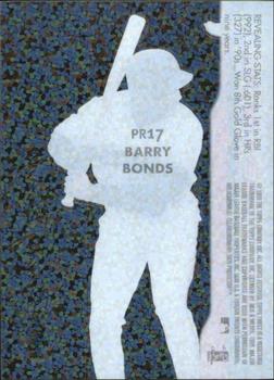 1999 Finest - Peel and Reveal Sparkle #PR17 Barry Bonds  Back
