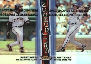 1999 Finest - Split Screen Dual Refractors #SS4 Barry Bonds / Albert Belle  Front