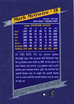 1998 Finest - Power Zone #P5 Mark McGwire Back