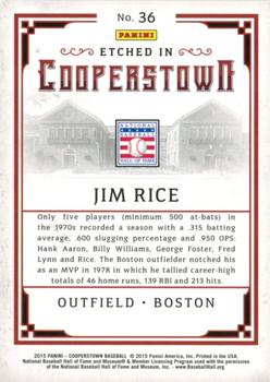 2015 Panini Cooperstown - Etched in Cooperstown Silver #36 Jim Rice Back