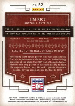2015 Panini Cooperstown - HOF Induction #52 Jim Rice Back
