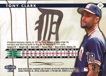 1998 Fleer Tradition #17 Tony Clark Back