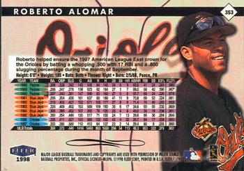 1998 Fleer Tradition #353 Roberto Alomar Back