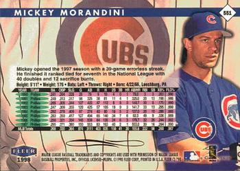 1998 Fleer Tradition #551 Mickey Morandini Back