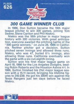 1987 Fleer #626 Don Sutton / Phil Niekro Back