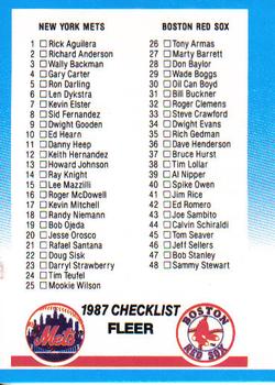 1987 Fleer #654 Checklist: Mets / Red Sox / Astros / Angels Front