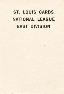 1969 Milton Bradley - Team Cards #NNO St. Louis Cardinals Front