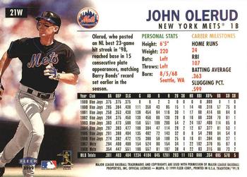 1999 Fleer Tradition - Warning Track Collection #21W John Olerud Back
