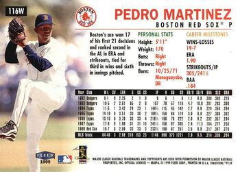 1999 Fleer Tradition - Warning Track Collection #116W Pedro Martinez Back