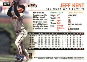 1999 Fleer Tradition - Warning Track Collection #171W Jeff Kent Back