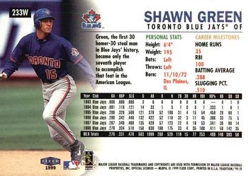 1999 Fleer Tradition - Warning Track Collection #233W Shawn Green Back