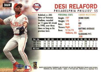 1999 Fleer Tradition - Warning Track Collection #306W Desi Relaford Back