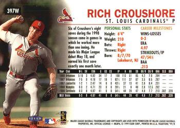 1999 Fleer Tradition - Warning Track Collection #397W Rich Croushore Back