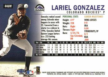 1999 Fleer Tradition - Warning Track Collection #446W Lariel Gonzalez Back