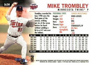 1999 Fleer Tradition - Warning Track Collection #563W Mike Trombley Back