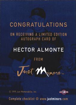 1999 Just - Autographs #NNO Hector Almonte Back