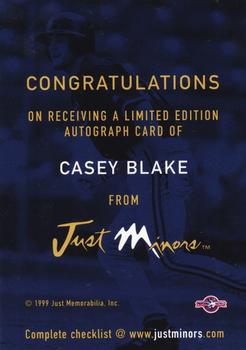 1999 Just - Autographs #NNO Casey Blake Back