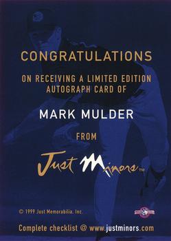 1999 Just - Autographs #NNO Mark Mulder Back