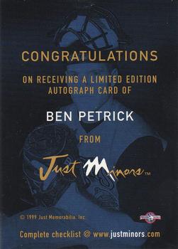 1999 Just - Autographs #NNO Ben Petrick Back