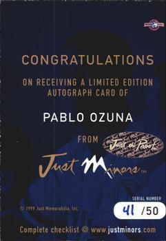 1999 Just - Autographs Black #NNO Pablo Ozuna Back