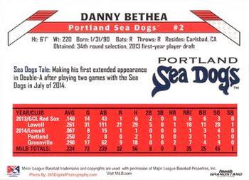 2015 Grandstand Portland Sea Dogs #NNO Danny Bethea Back