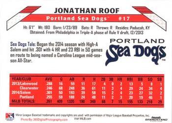 2015 Grandstand Portland Sea Dogs #NNO Jonathan Roof Back