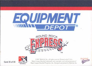 2007 MultiAd Round Rock Express Equipment Depot #35 Spike & Equipment Depot Back