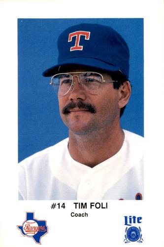 1986 Miller Lite Texas Rangers #NNO Tim Foli Front