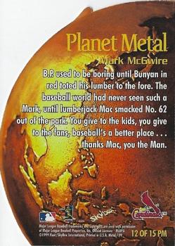 1999 Metal Universe - Planet Metal #12 PM Mark McGwire  Back