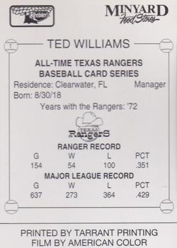1993 Keebler Texas Rangers #1 Ted Williams Back